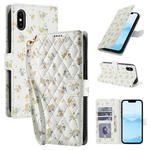 For iPhone XS Max Flower Pattern Buckle Leather Phone Case with Lanyard(Yellow Flowers)