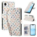 For iPhone 16e Flower Pattern Buckle Leather Phone Case with Lanyard(Florals)