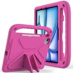 For iPad Air 11 2024 / 2025 Handle EVA Shockproof Tablet Case with Holder(Rose Red)