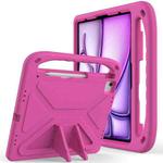 For iPad Air 13 2024 / 2025 Handle EVA Shockproof Tablet Case with Holder(Rose Red)