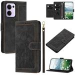 For OPPO Reno13 F 5G / 4G Tulips Embossed Leather Phone Case with Lanyard(Black)