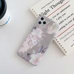 For iPhone 11 Laser Flowers Pattern TPU Protective Case(Grey Background Watercolor Pink Flowers)