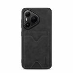 For Huawei Pura 80 Pro 5G Denior D06 PU Back Cover Card Slot Holder Phone Case(Black)