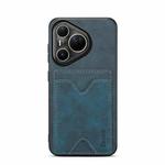 For Huawei Pura 80 Ultra 5G Denior D06 PU Back Cover Card Slot Holder Phone Case(Blue)