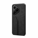 For Huawei Pura 80 Pro 5G Denior D07 DV Elastic Card Slot PU Back Cover Phone Case(Black)
