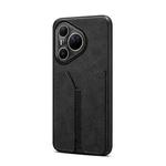 For Huawei Pura 80 Ultra 5G Denior D07 DV Elastic Card Slot PU Back Cover Phone Case(Black)