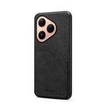 For Huawei Pura 80 5G Denior D09 PU Dual Card Slot Back Cover Phone Case(Black)