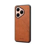 For Huawei Pura 80 5G Denior D09 PU Dual Card Slot Back Cover Phone Case(Brown)