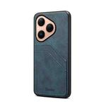 For Huawei Pura 80 5G Denior D09 PU Dual Card Slot Back Cover Phone Case(Blue)
