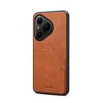 For Huawei Pura 80 Pro 5G Denior D09 PU Dual Card Slot Back Cover Phone Case(Brown)