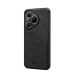 For Huawei Pura 80 Ultra 5G Denior D09 PU Dual Card Slot Back Cover Phone Case(Black)