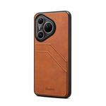 For Huawei Pura 80 Ultra 5G Denior D09 PU Dual Card Slot Back Cover Phone Case(Brown)