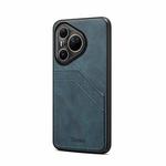 For Huawei Pura 80 Ultra 5G Denior D09 PU Dual Card Slot Back Cover Phone Case(Blue)