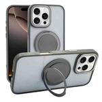 For iPhone 16 Pro Max Semi-Transparent 360 Rotation Holder MagSafe Phone Case(Grey)