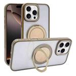 For iPhone 16 Pro Semi-Transparent 360 Rotation Holder MagSafe Phone Case(Desert Gold)