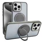 For iPhone 15 Pro Semi-Transparent 360 Rotation Holder MagSafe Phone Case(Grey)