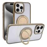 For iPhone 15 Pro Semi-Transparent 360 Rotation Holder MagSafe Phone Case(Desert Gold)