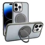 For iPhone 14 Pro Max Semi-Transparent 360 Rotation Holder MagSafe Phone Case(Grey)