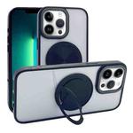 For iPhone 13 Pro Max Semi-Transparent 360 Rotation Holder MagSafe Phone Case(Black)