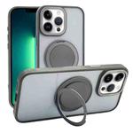 For iPhone 13 Pro Max Semi-Transparent 360 Rotation Holder MagSafe Phone Case(Grey)