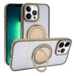 For iPhone 13 Pro Max Semi-Transparent 360 Rotation Holder MagSafe Phone Case(Desert Gold)