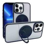 For iPhone 13 Pro Semi-Transparent 360 Rotation Holder MagSafe Phone Case(Black)