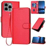 For Doogee Note 58 / Note 58 Pro YX0070 Carbon Fiber Buckle Leather Phone Case with Lanyard(Red)