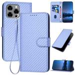 For Doogee Note 58 / Note 58 Pro YX0070 Carbon Fiber Buckle Leather Phone Case with Lanyard(Light Purple)