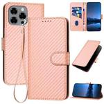For Doogee Note 58 / Note 58 Pro YX0070 Carbon Fiber Buckle Leather Phone Case with Lanyard(Pink)