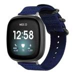 For Fitbit Versa 4 / 3 / Sense 2 / Sense xDfind Ring Buckle Nylon Canvas Watch Band(Midnight Blue)