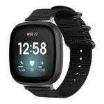 For Fitbit Versa 4 / 3 / Sense 2 / Sense xDfind Ring Buckle Nylon Canvas Watch Band(Black)