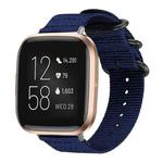 For Fitbit Versa 2 / Versa / Versa Lite xDfind Ring Buckle Nylon Canvas Watch Band(Midnight Blue)