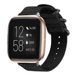 For Fitbit Versa 2 / Versa / Versa Lite xDfind Ring Buckle Nylon Canvas Watch Band(Black)