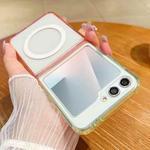 For Samsung Galaxy Z Flip6 Contrast Color Gradient Transparent MagSafe Phone Case(Fluorescent Green + Light Pink)