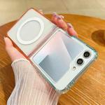 For Samsung Galaxy Z Flip6 Contrast Color Gradient Transparent MagSafe Phone Case(Blue Green + Pink)