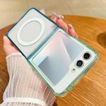 For Samsung Galaxy Z Flip6 Contrast Color Gradient Transparent MagSafe Phone Case(Green + Blue)