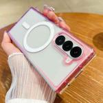 For Samsung Galaxy Z Fold6 Contrast Color Gradient Transparent MagSafe Phone Case(Purple Pink + Light Purple)
