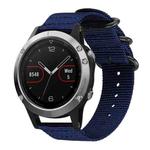 For Garmin Fenix 8/7/6/5 22mm xDfind Ring Buckle Nylon Canvas Watch Band(Midnight Blue)