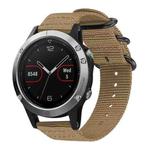 For Garmin Fenix 8/7/6/5 22mm xDfind Ring Buckle Nylon Canvas Watch Band(Khaki)