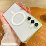 For Samsung Galaxy S24 5G Contrast Color Gradient Transparent MagSafe Phone Case(Fluorescent Green + Light Pink)