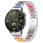 22mm xDfind Three Beads Metal Resin Watch Band(Silver Rainbow)