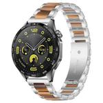 22mm xDfind Three Beads Metal Resin Watch Band(Silver Brown)