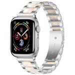For Apple Watch 42 / 44 / 45 / 46 / 49mm xDfind Three Beads Metal Resin Watch Band(Silver White)