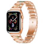 For Apple Watch 42 / 44 / 45 / 46 / 49mm xDfind Three Beads Metal Resin Watch Band(Rose Gold Green)
