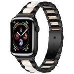For Apple Watch 42 / 44 / 45 / 46 / 49mm xDfind Three Beads Metal Resin Watch Band(Black White)