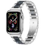 For Apple Watch 38 / 40 / 41 / S10 42mm xDfind Three Beads Metal Resin Watch Band(Silver Blue)
