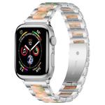 For Apple Watch 38 / 40 / 41 / S10 42mm xDfind Three Beads Metal Resin Watch Band(Silver Green)