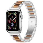 For Apple Watch 38 / 40 / 41 / S10 42mm xDfind Three Beads Metal Resin Watch Band(Silver Brown)
