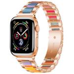 For Apple Watch 38 / 40 / 41 / S10 42mm xDfind Three Beads Metal Resin Watch Band(Rose Gold Rainbow)