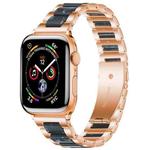 For Apple Watch 38 / 40 / 41 / S10 42mm xDfind Three Beads Metal Resin Watch Band(Rose Gold Blue)
